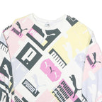 PUMA Womens White & Pastel Logo Print Crew Neck Sweatshirt XS Casual Activewear
