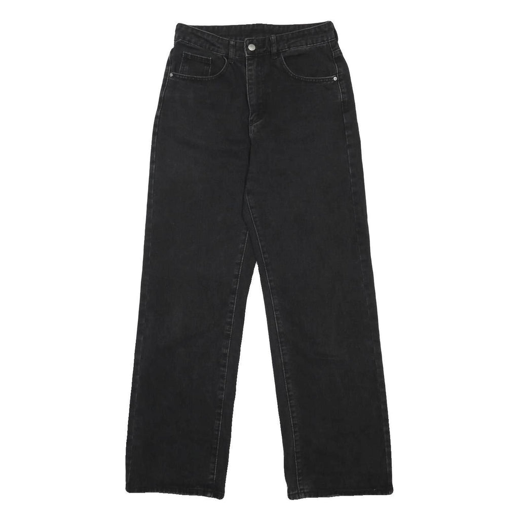 Womens Black Relaxed Straight Denim Jeans W28 L29 Cotton Blend Zip Casual