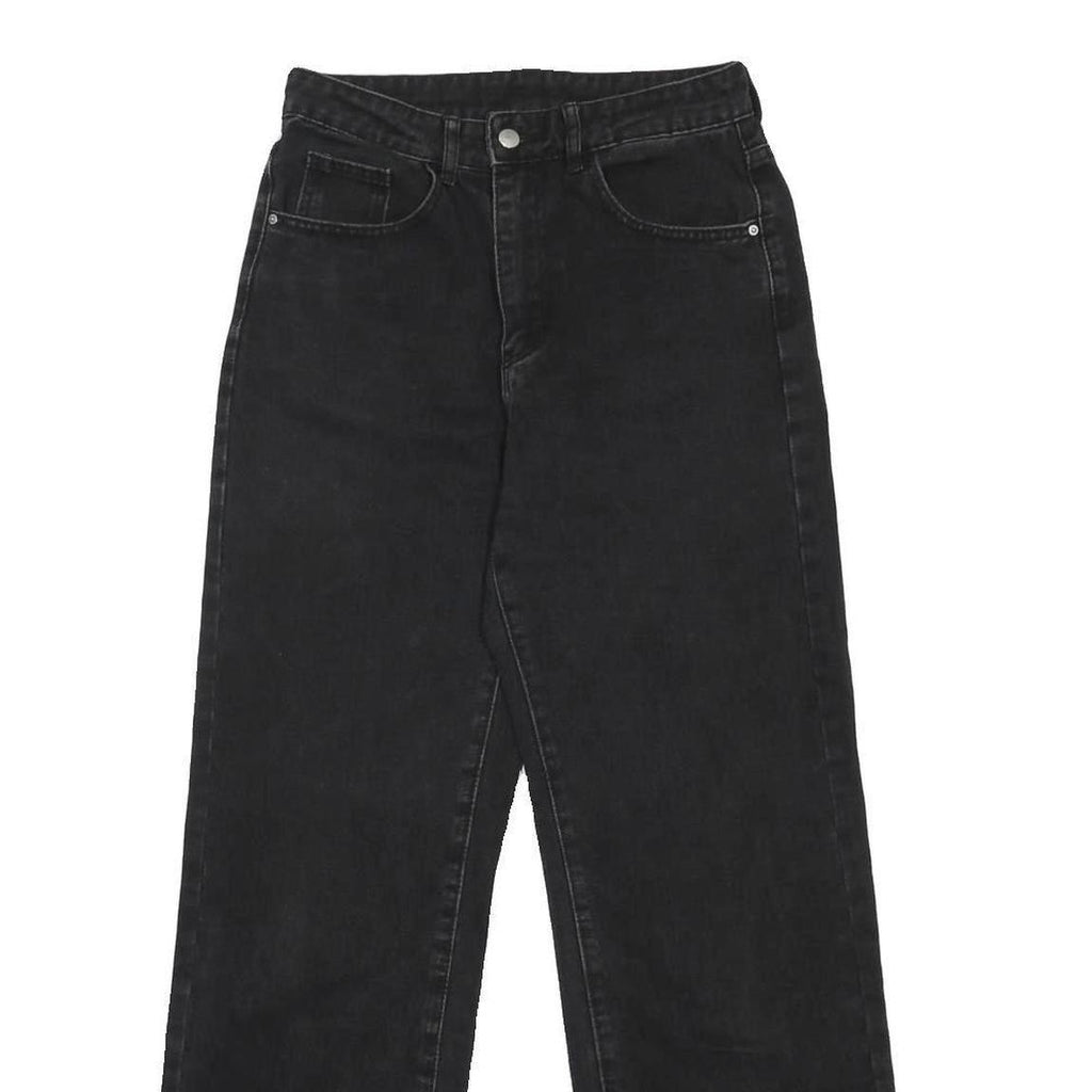 Womens Black Relaxed Straight Denim Jeans W28 L29 Cotton Blend Zip Casual