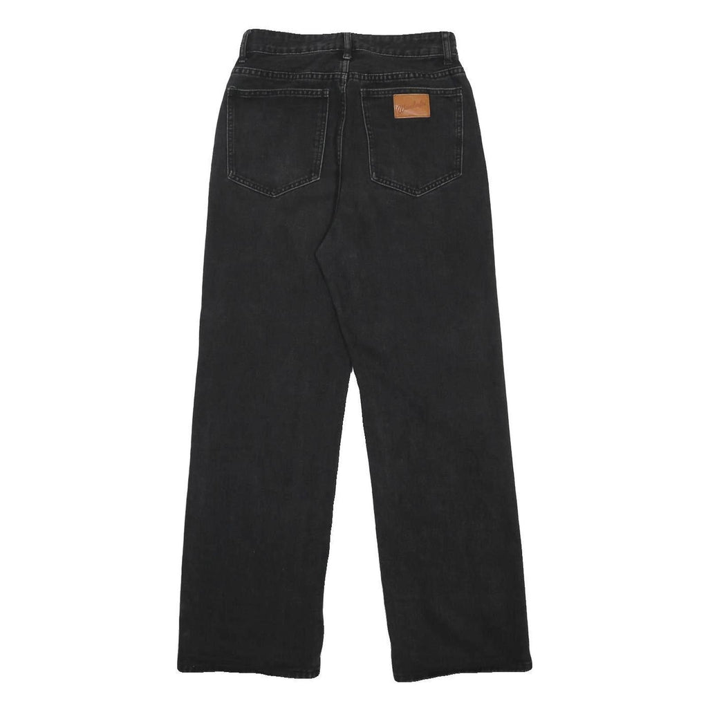 Womens Black Relaxed Straight Denim Jeans W28 L29 Cotton Blend Zip Casual