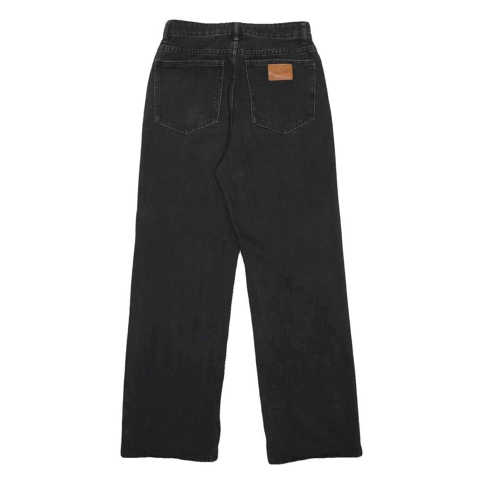 Womens Black Relaxed Straight Denim Jeans W28 L29 Cotton Blend Zip Casual