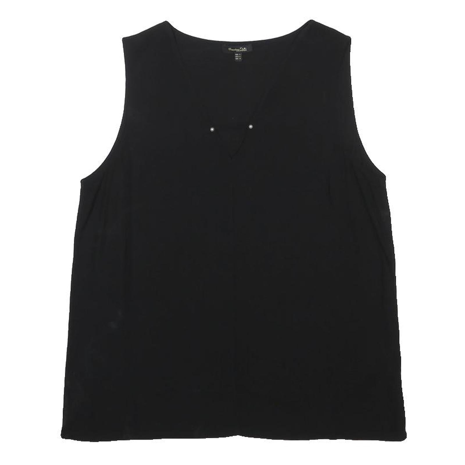 MASSIMO DUTTI Womens Black Basic Sleeveless V-Neck Top L Elegant Work Casual