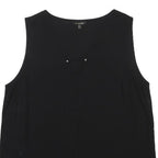 MASSIMO DUTTI Womens Black Basic Sleeveless V-Neck Top L Elegant Work Casual