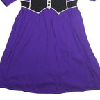 TEMPERLEY LONDON Womens Purple & Black Cotton Blend Day Dress Sleeved M Stylish