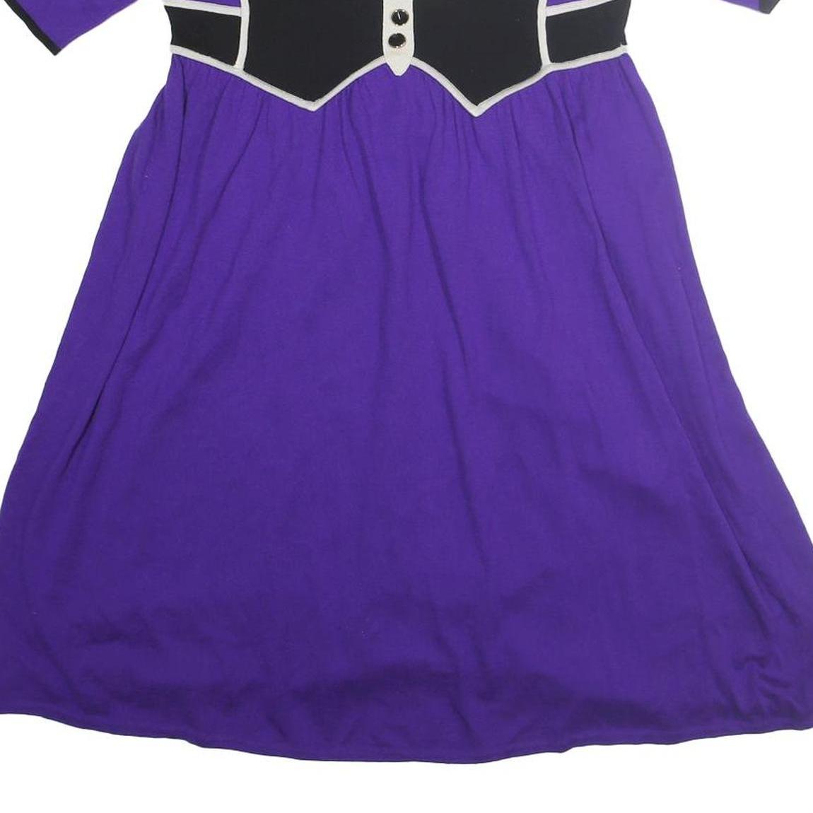 TEMPERLEY LONDON Womens Purple & Black Cotton Blend Day Dress Sleeved M Stylish