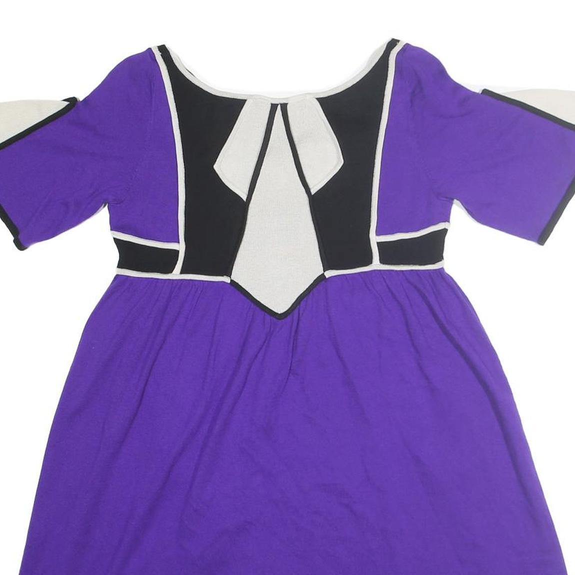 TEMPERLEY LONDON Womens Purple & Black Cotton Blend Day Dress Sleeved M Stylish