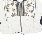 SUNSET Mens White & Black Polyester Blend Zip Jacket M Nautical Print Casual