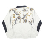 SUNSET Mens White & Black Polyester Blend Zip Jacket M Nautical Print Casual