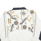 SUNSET Mens White & Black Polyester Blend Zip Jacket M Nautical Print Casual