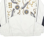 SUNSET Mens White & Black Polyester Blend Zip Jacket M Nautical Print Casual