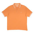 CHAMPION Mens Orange & White Short Sleeve Plain Polo Shirt L Cotton Blend Casual