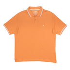 CHAMPION Mens Orange & White Short Sleeve Plain Polo Shirt L Cotton Blend Casual