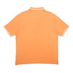 CHAMPION Mens Orange & White Short Sleeve Plain Polo Shirt L Cotton Blend Casual