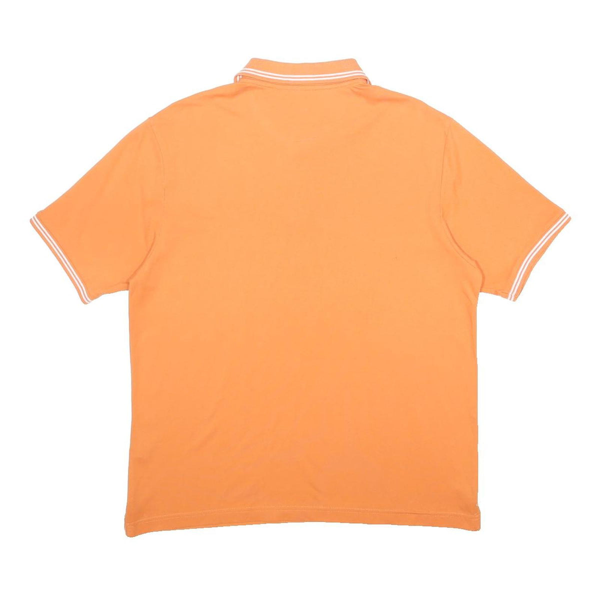 CHAMPION Mens Orange & White Short Sleeve Plain Polo Shirt L Cotton Blend Casual