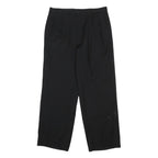 Mens Black Wool Relaxed Fit Straight Leg Trousers W32 L28 Smart Formal Zip
