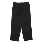 Mens Black Wool Relaxed Fit Straight Leg Trousers W32 L28 Smart Formal Zip