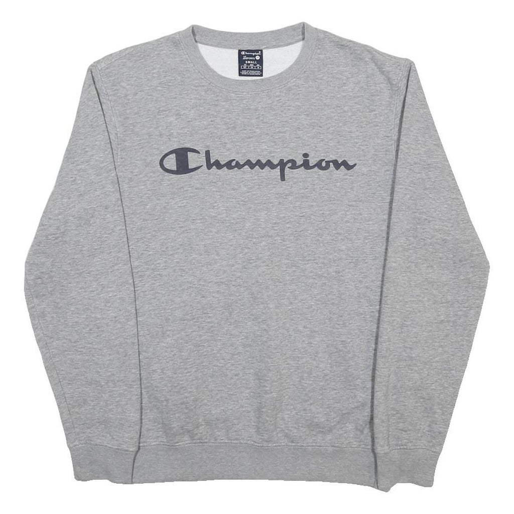 CHAMPION Mens Grey Crew Neck S Cotton Blend Sweatshirt Logo Casual Pullover