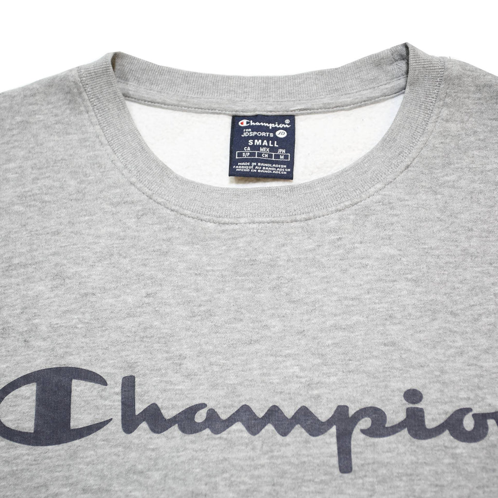 CHAMPION Mens Grey Crew Neck S Cotton Blend Sweatshirt Logo Casual Pullover