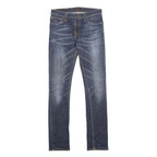 NUDIE JEANS Mens Slim Blue Denim Light Zip W32 L34 Faded Contrast Stitching