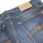 NUDIE JEANS Mens Slim Blue Denim Light Zip W32 L34 Faded Contrast Stitching