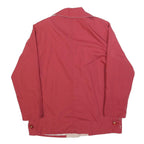 Womens Red & Cream Button Cotton Blend Jacket L Plain Stylish Lightweight