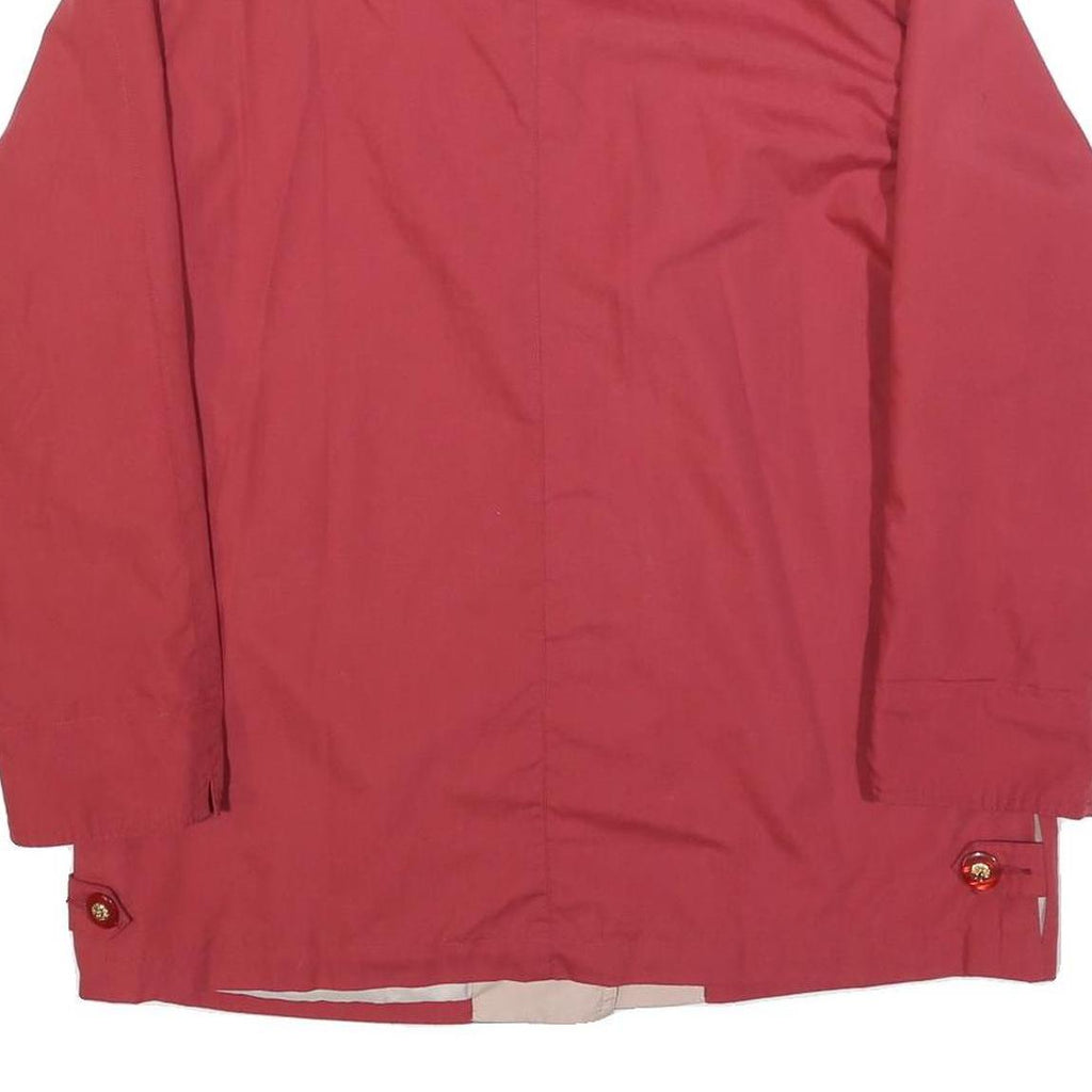Womens Red & Cream Button Cotton Blend Jacket L Plain Stylish Lightweight