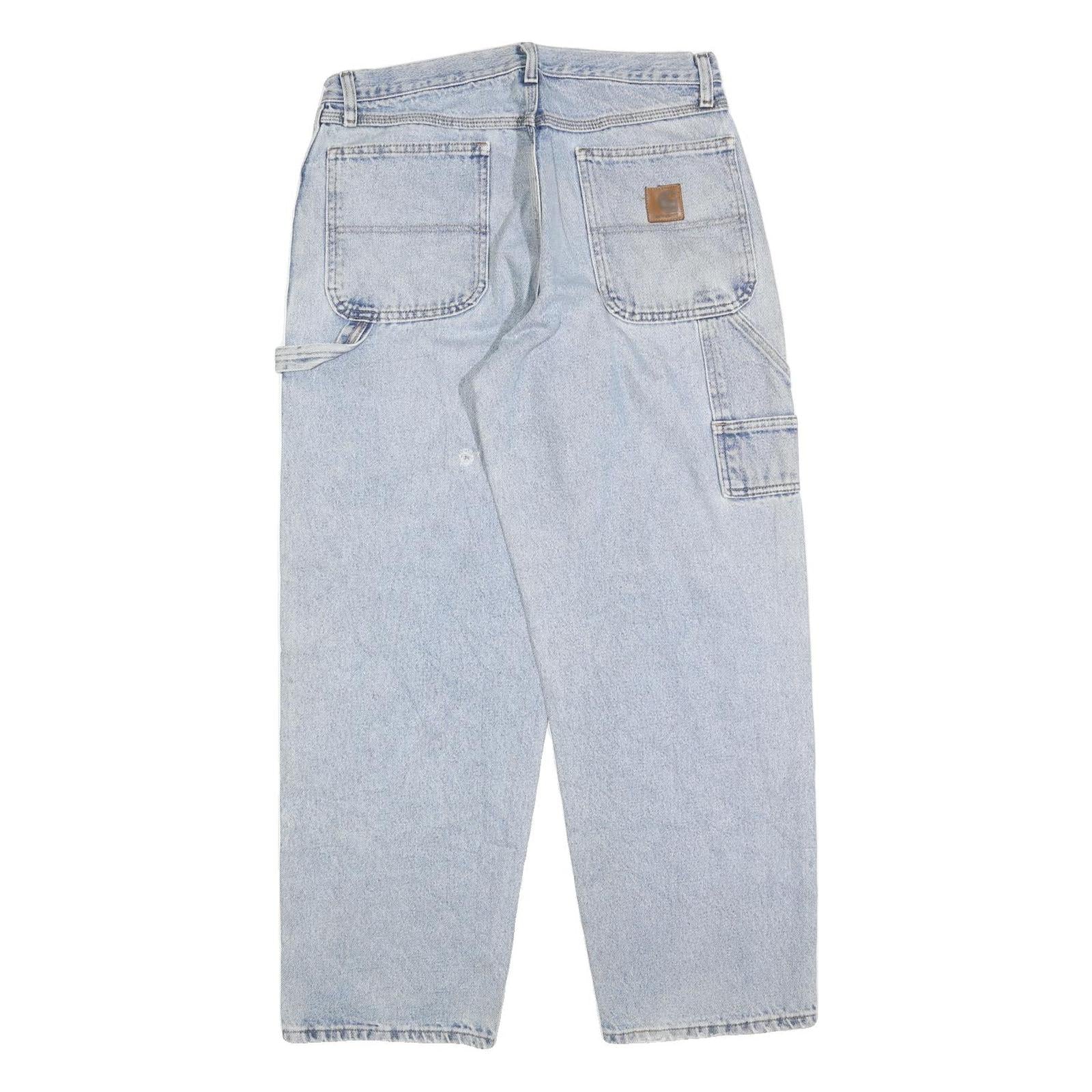 CARHARTT Mens Jeans Blue Relaxed Straight Denim Light W33 L32 Workwear