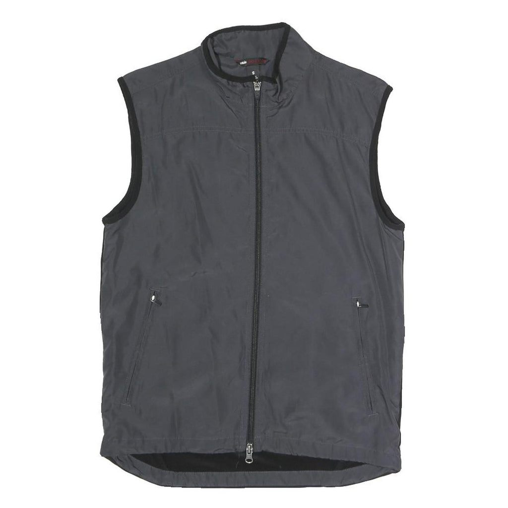 H&M Mens Black & Grey Sleeveless Zip Jacket S Polyester Blend Outdoor Vest
