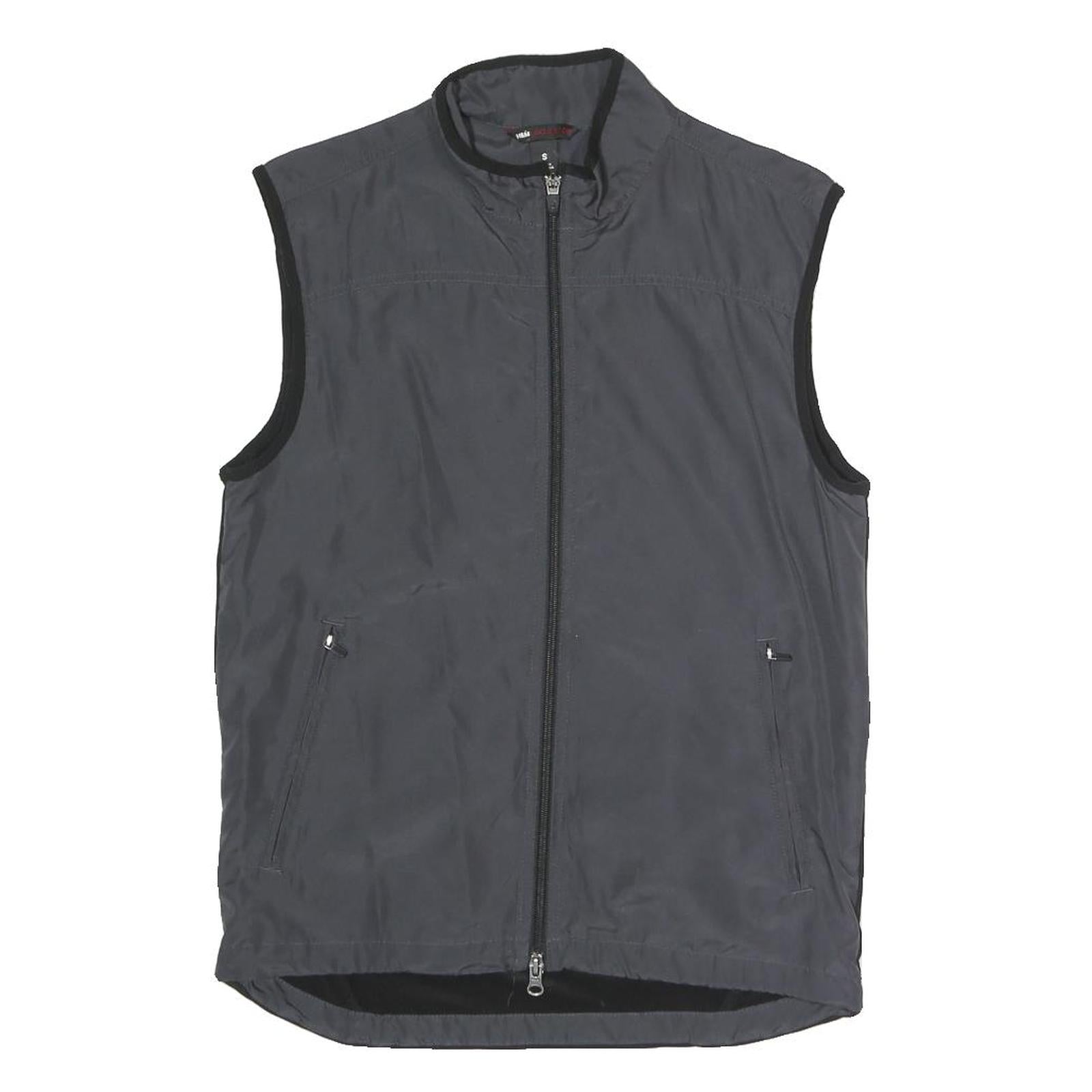 H&M Mens Black & Grey Sleeveless Zip Jacket S Polyester Blend Outdoor Vest