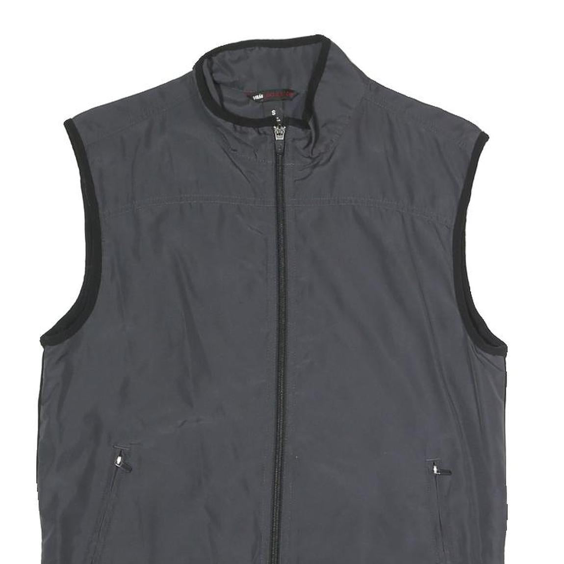 H&M Mens Black & Grey Sleeveless Zip Jacket S Polyester Blend Outdoor Vest