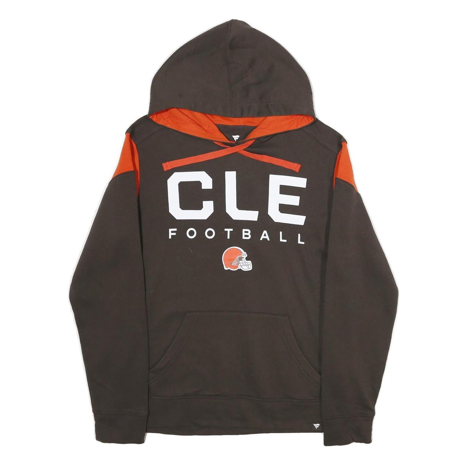 FANATICS Mens Brown & Orange CLE Football Pullover Hoodie M Cotton