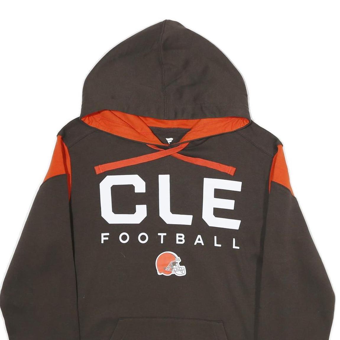 FANATICS Mens Brown & Orange CLE Football Pullover Hoodie M Cotton