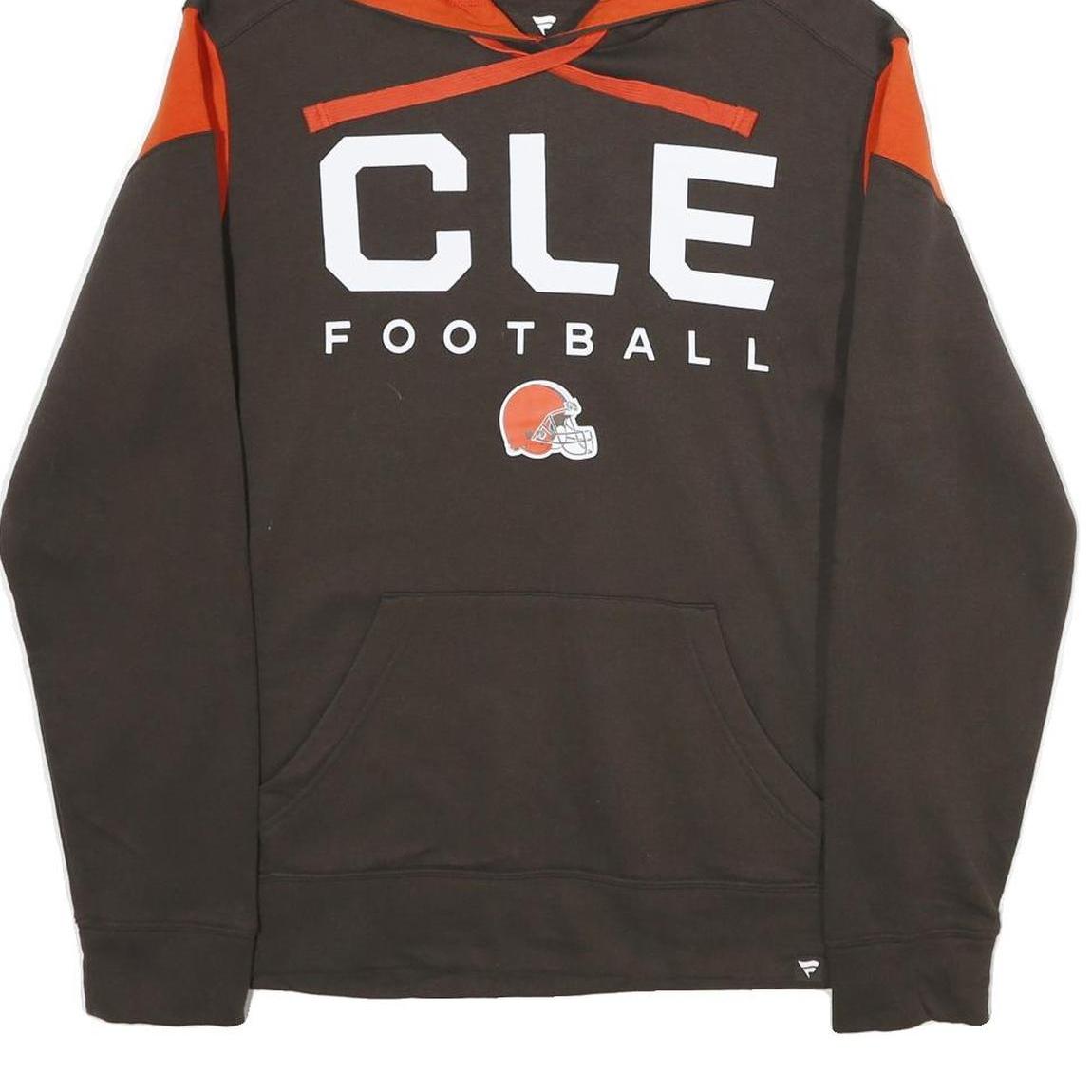 FANATICS Mens Brown & Orange CLE Football Pullover Hoodie M Cotton