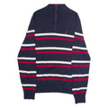 NAUTICA Mens Patterned Jumper Blue Striped 1/4 Zip Tight Knit S
