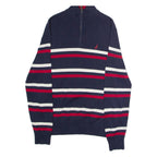 NAUTICA Mens Patterned Jumper Blue Striped 1/4 Zip Tight Knit S