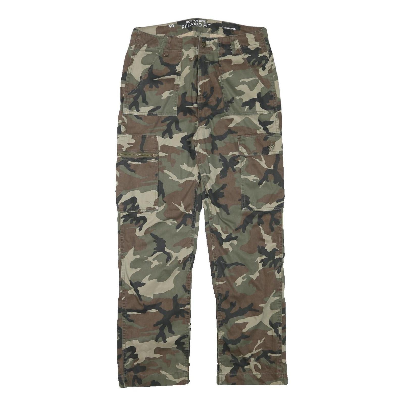 CLOCKHOUSE Mens Cotton Blend Cargo Camouflage Relaxed Tapered Trousers W30 L29