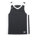 NIKE Mens Black & White Sleeveless V-Neck T-Shirt L Polyester Sports Jersey