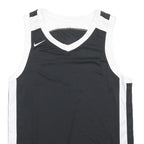 NIKE Mens Black & White Sleeveless V-Neck T-Shirt L Polyester Sports Jersey