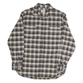 JACHS Mens Grey & Brown Checked Cotton Shirt L Button Closure Long Sleeve Casual