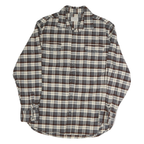 JACHS Mens Grey & Brown Checked Cotton Shirt L Button Closure Long Sleeve Casual
