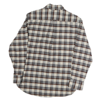JACHS Mens Grey & Brown Checked Cotton Shirt L Button Closure Long Sleeve Casual