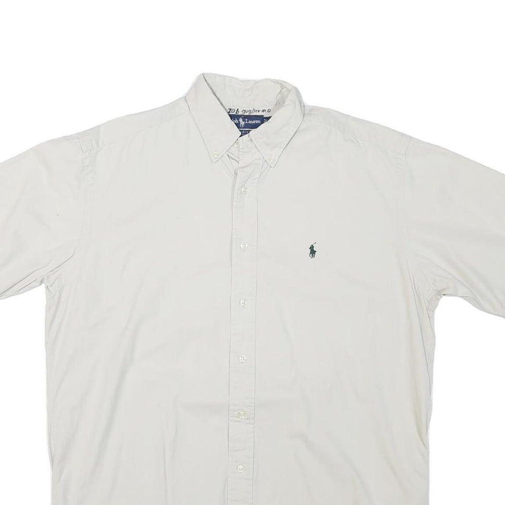 RALPH LAUREN Mens White Short Sleeve Button Down Collar Shirt M Classic Polo