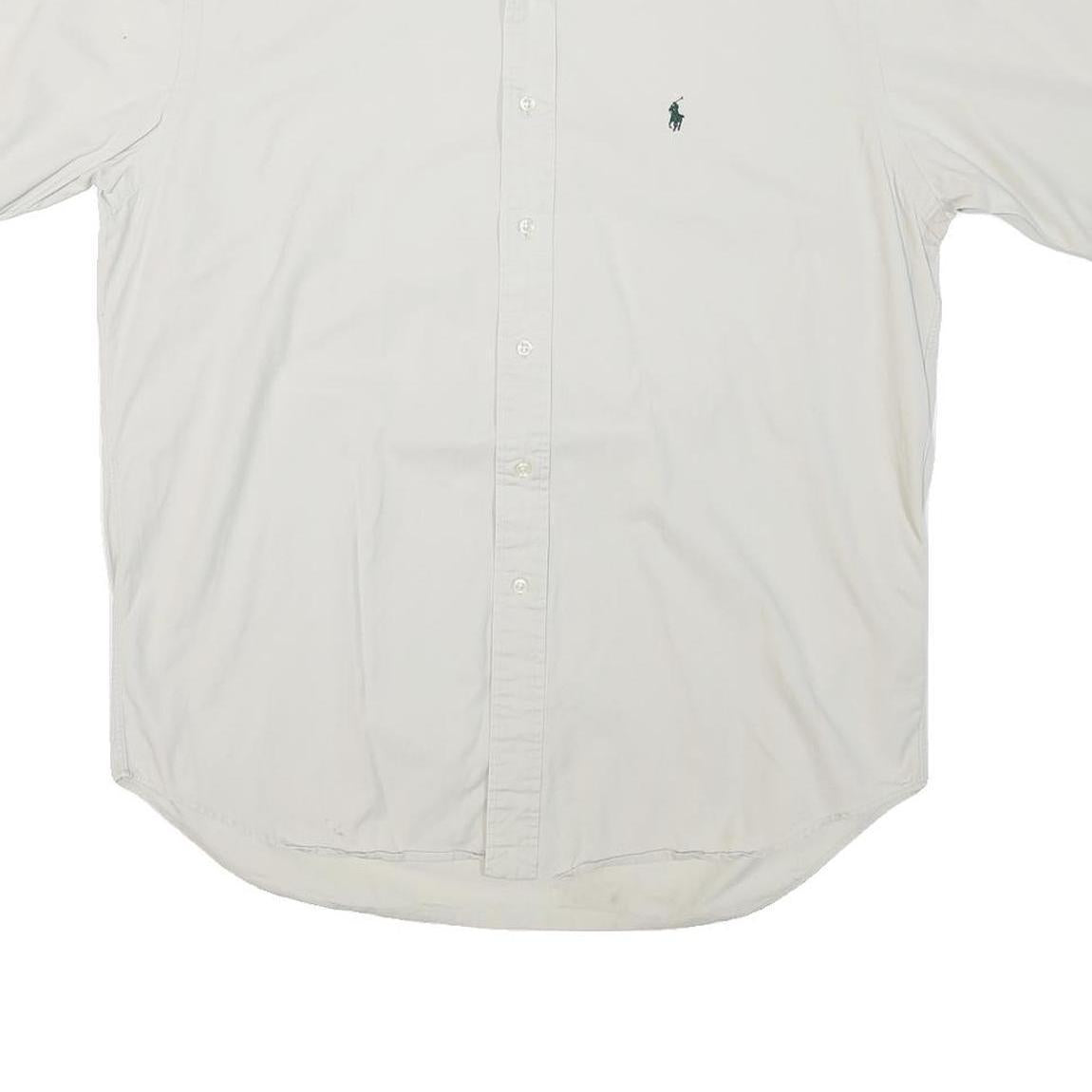 RALPH LAUREN Mens White Short Sleeve Button Down Collar Shirt M Classic Polo