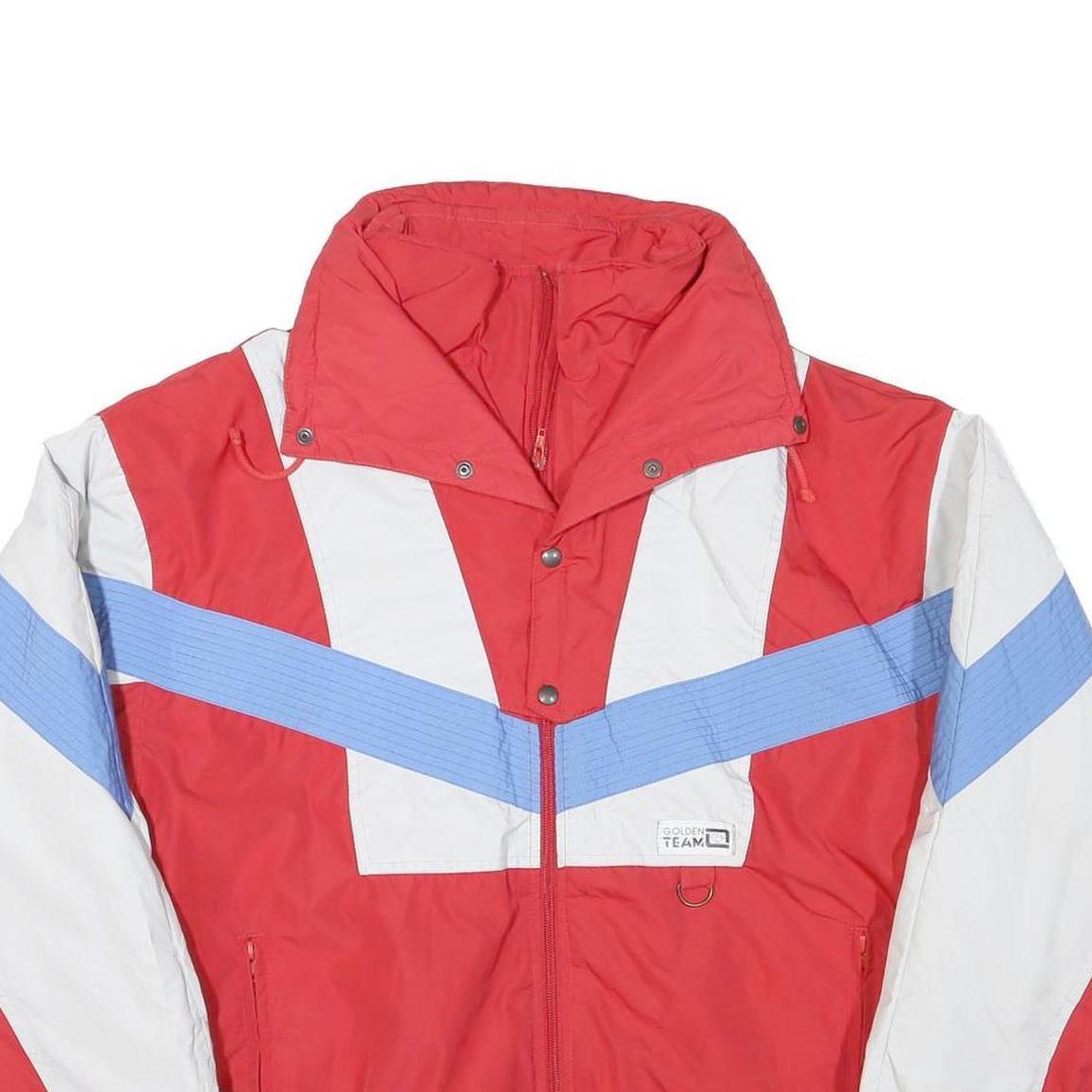 GOLDEN TEAM Mens Red White & Blue Jacket L Polyester Blend Plain Zip Sportswear