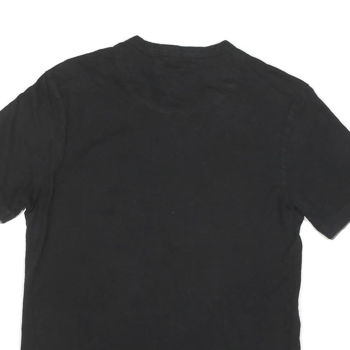 GUESS Mens Black Cotton Blend Graphic T-Shirt M Short Sleeve Henley Neck Casual