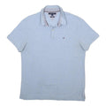 TOMMY HILFIGER Mens Light Blue Polo Shirt Short Sleeve L Cotton Blend Casual