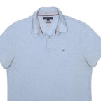 TOMMY HILFIGER Mens Light Blue Polo Shirt Short Sleeve L Cotton Blend Casual