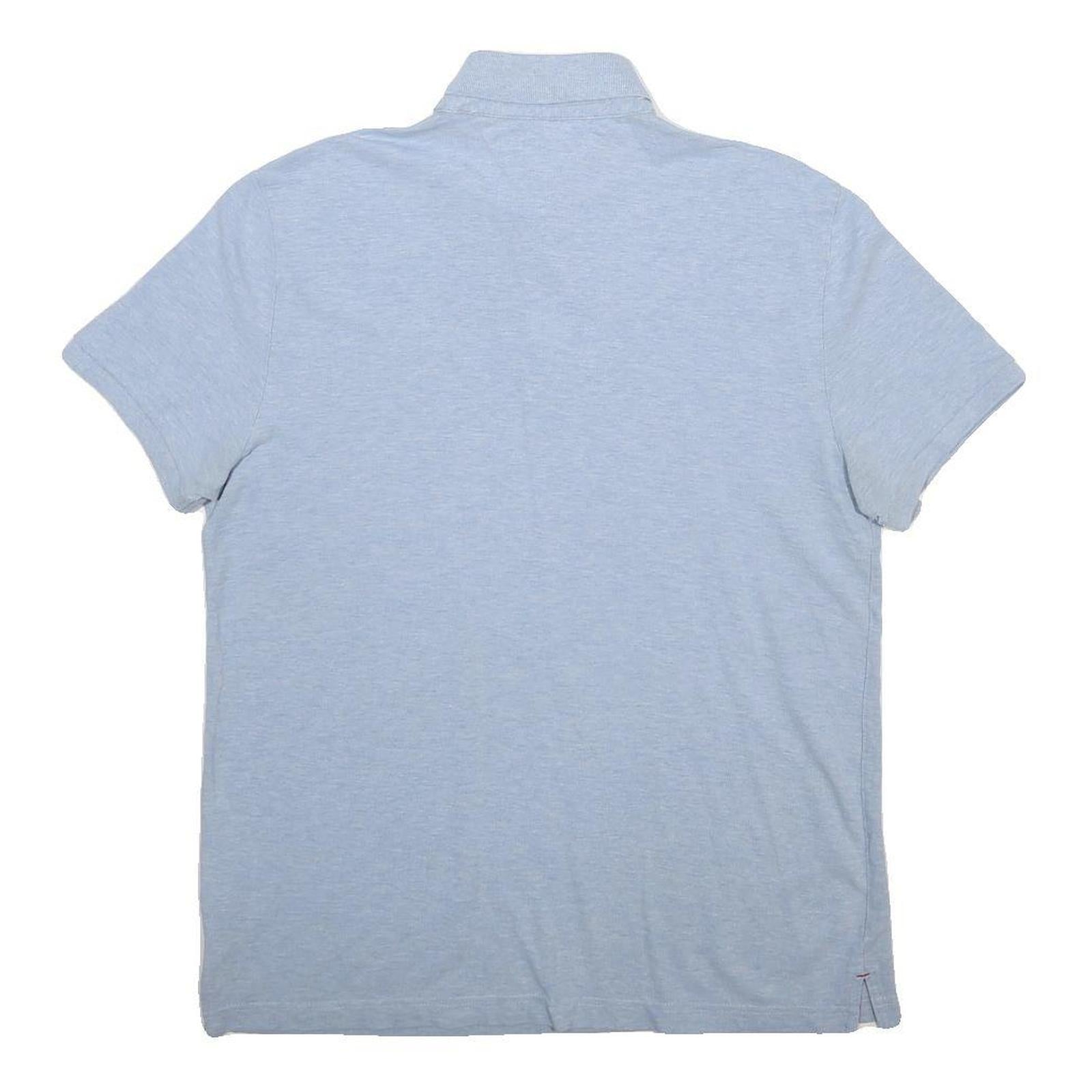 TOMMY HILFIGER Mens Light Blue Polo Shirt Short Sleeve L Cotton Blend Casual