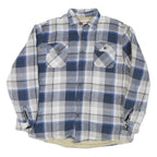 WRANGLER Mens Blue & Grey Check Cotton Blend Shirt L Casual Winter Flannel