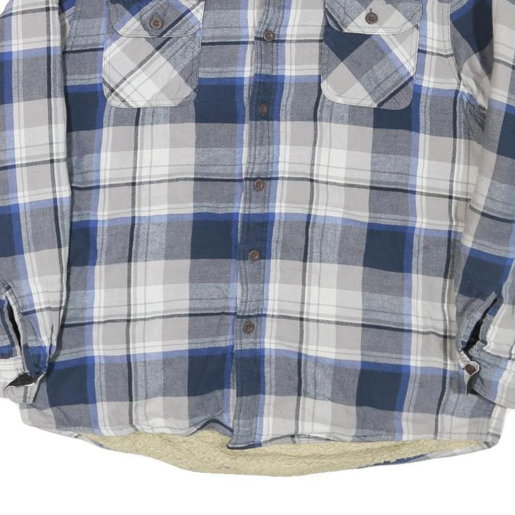 WRANGLER Mens Blue & Grey Check Cotton Blend Shirt L Casual Winter Flannel